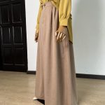 Aman Cotton Linen Skirt in Brown