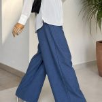 Ironless Cotton Linen Palazzo in Blue Jeans (2pcs RM99)