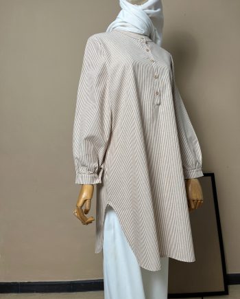 Nida Stripe Tops in Light Brown