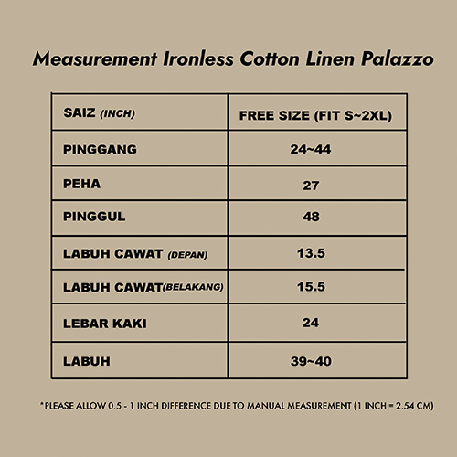 Ironless Cotton Linen Palazzo in Blue Jeans (3pcs RM100)